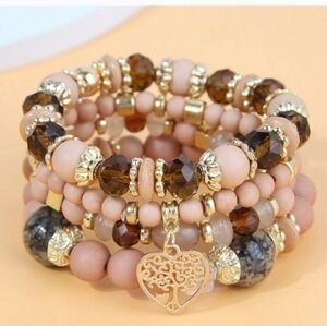 New Eight bracelets streachy dusty pink